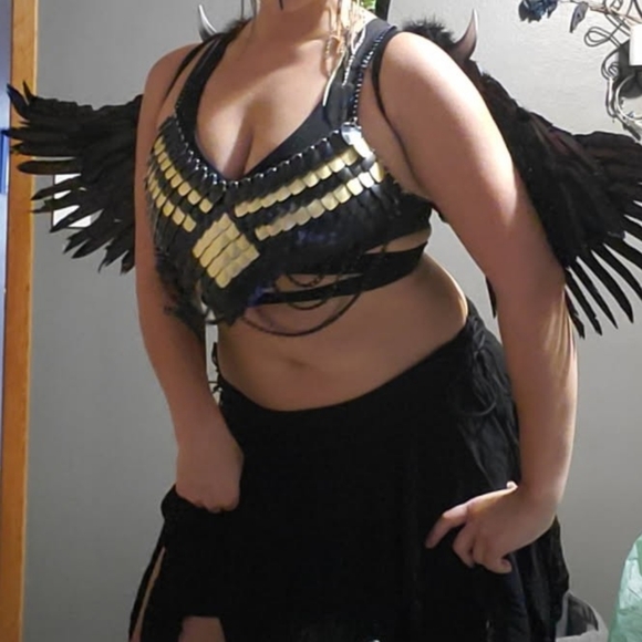 Black and Gold Chainmail Scalemail Women's Top / Bra - Picture 2 of 5